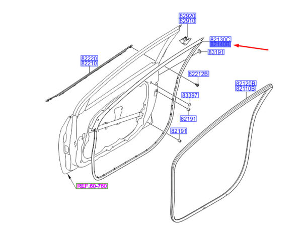 82140A6000 - Hyundai i30 MK3 door side seal front right 82140A6000 NEW ORIGINAL