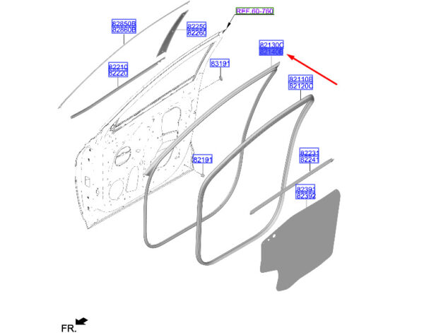 82140N7000 - Hyundai Tucson NX4 MK4 Front Right Door Gasket 82140N7000 NEW ORIGINAL