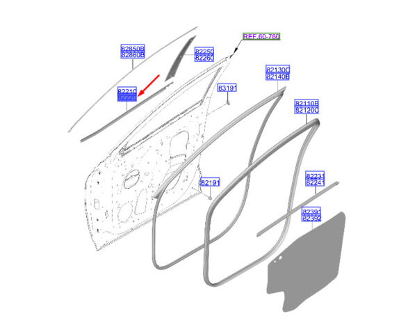 82220N7000 - Hyundai Tucson NX4 Front Right Outside Power Window 82220N7000 NEW ORIGINAL