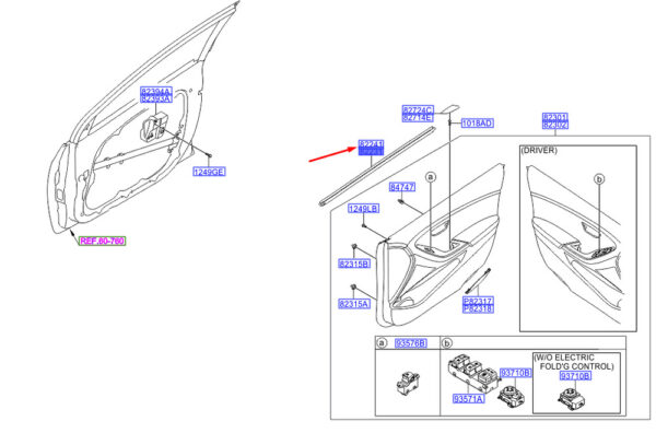 82231A6700 - Hyundai i30 MK3 window belt interior strip front left 82231A6700, original part
