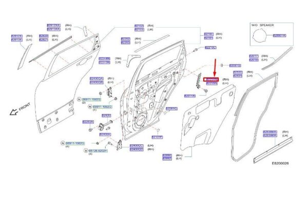 822344EA0A - NISSAN QASHQAI J11 MK2 Rear Right Door Trim 822344EA0A NEW GENUINE