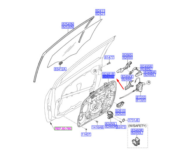 82471A6700 - Hyundai i30 MK3 door module front left 82471A6700, original part