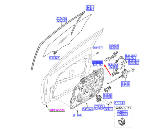 82481A6000 - Hyundai i30 MK3 door module front right 82481A6000, original part