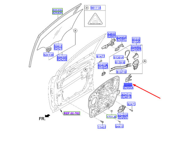 824842W000 - Hyundai Santa Fe MK3 DM door lock front left holder 824842W000 NEW ORIGINAL