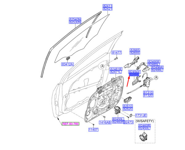 82484A6000 - Hyundai i30 MK3 door lock holder front left 82484A6000 NEW ORIGINAL