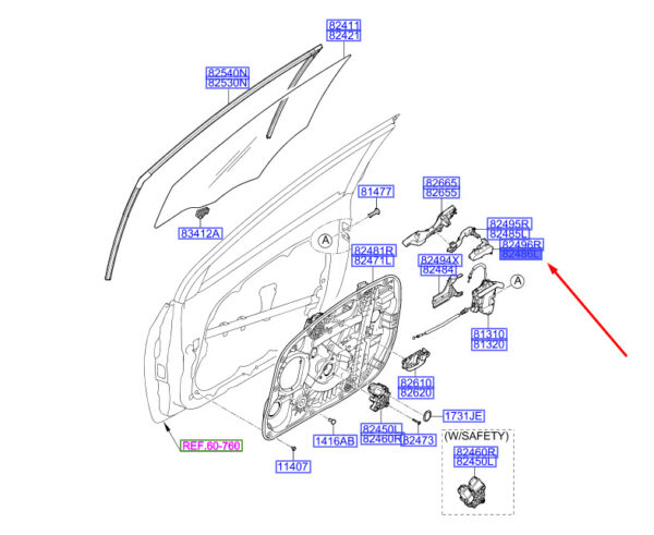 82486A6000 - Hyundai i30 MK3 door lock adapter front left 82486A6000, original part