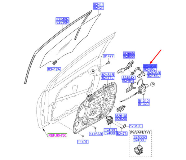 82495A6000 - Hyundai i30 MK3 Front Right Outer Handle Mount 82495A6000 Original Part