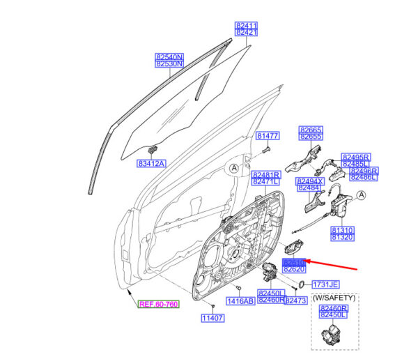 82610A6000 - Hyundai i30 MK3 opening handle front left inside 82610A6000 NEW ORIGINAL