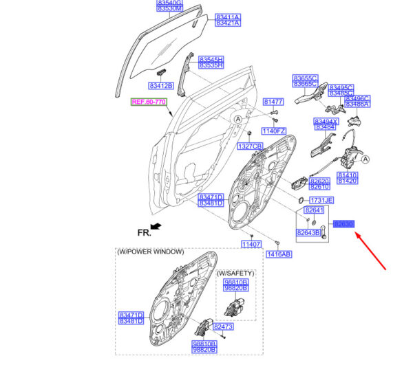 826301M000VYF - Hyundai i30 MK3 power window handle for rear door 826301M000VYF, original part