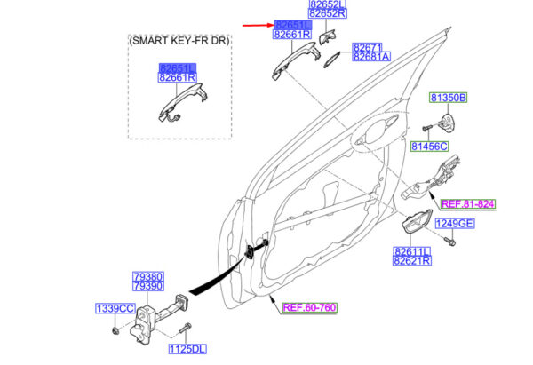 82651A6000CA - Hyundai i30 MK3 door handle front left 82651A6000CA NEW ORIGINAL