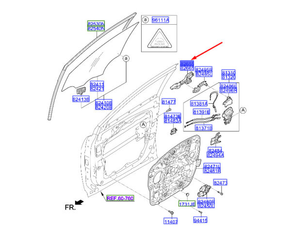 826552W000 - Hyundai Santa Fe MK3 door handle front left 826552W000, original part