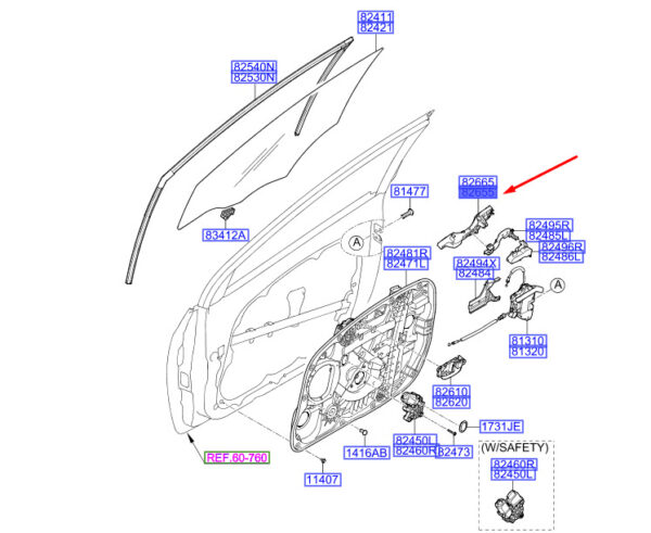 82655A5200 - Hyundai i30 MK3 Door Wide Handle Frame Front Left 82655A5200 NEW ORIGINAL