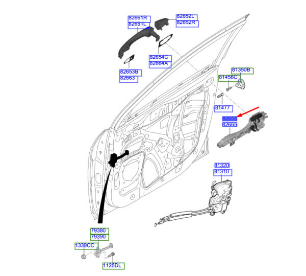 82655J9000 - Hyundai Kona MK1 door handle base front left 82655J9000, original part