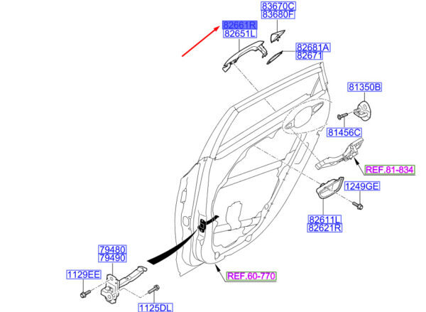 82661A6050 - Hyundai i30 MK3 door handle rear right 82661A6050 NEW ORIGINAL