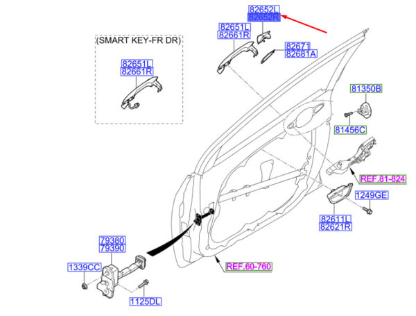 82662A5110 - Hyundai i30 MK3 door handle cover front right LHD 82662A5110 NEW ORIGINAL