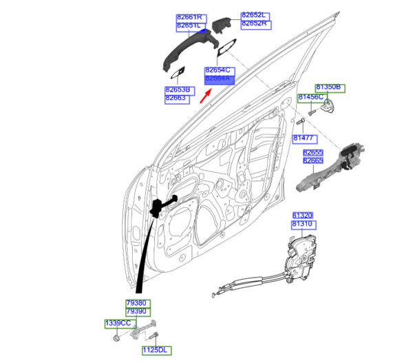 82664J9000 - Hyundai Kona MK1 door handle cushions front right 82664J9000, original part
