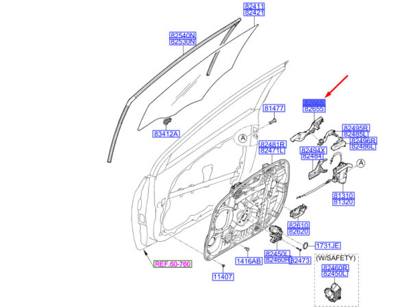 82665A5200 - Hyundai i30 MK3 door handle base front right 82665A5200, original part