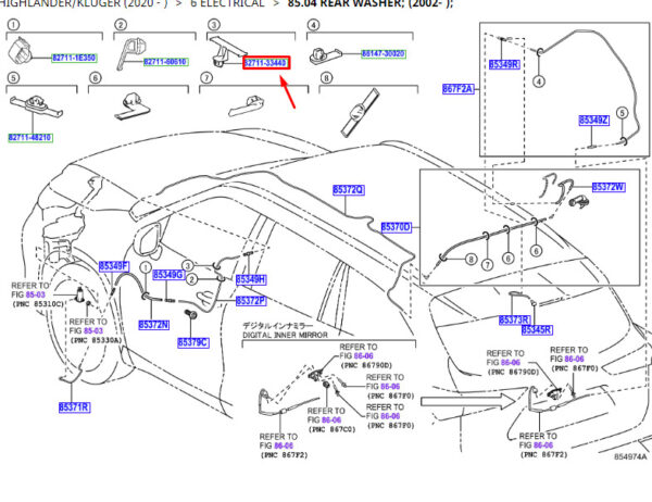 8271133440 - TOYOTA HIGHLANDER MK4 Wiring Harness Clamp 8271133440 NEW GENUINE