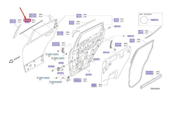828204EA0A - NISSAN QASHQAI J11 MK2 Rear Right Outer Door Window Strip 828204EA0A NEW GENUINE