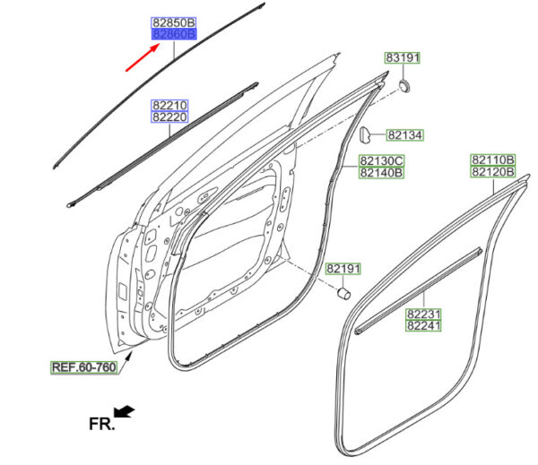 82860D9000 - Kia Sportage QL MK4 Top Front Right Door Trim 82860D9000 NEW ORIGINAL
