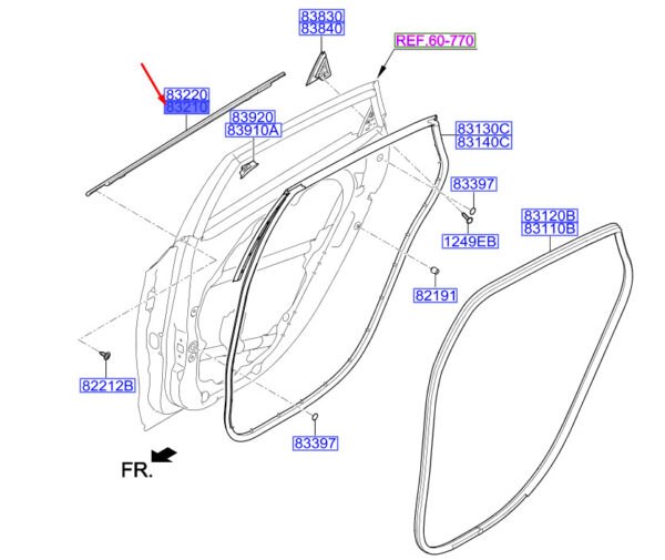 83220A5000 - Hyundai i30 MK3 Power Window Strap Outside Right Rear 83220A5000 NEW ORIGINAL