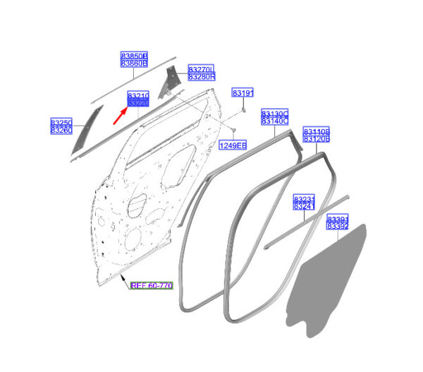 83220N7000 - Hyundai Tucson NX4 MK4 Door Belt Outer Band Rear Right 83220N7000 Original Part