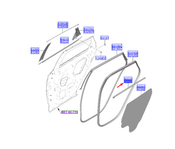 83240N7000 - Hyundai Tucson NX4 Door Belt Interior Band Right Rear 83240N7000 NEW ORIGINAL