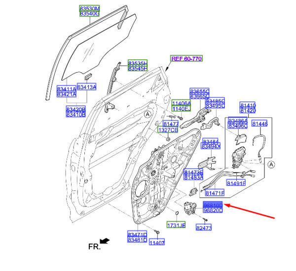 834502W010 - Hyundai Santa Fe DM door power controller motor rear left 834502W010 NEW