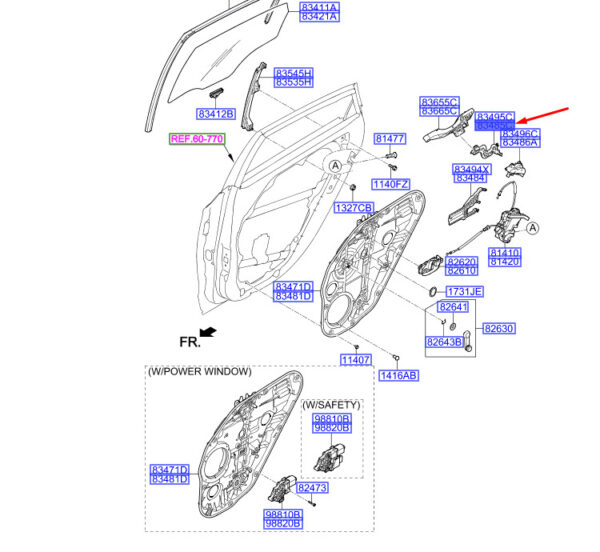 83485A6000 - Hyundai i30 MK3 External Handle Mount Rear Left 83485A6000 Original Part