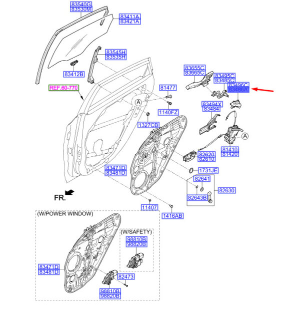 83486A6000 - Hyundai i30 MK3 door lock adapter rear left 83486A6000, original part