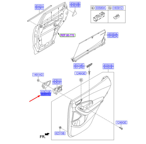 836112W000RYN - Hyundai Santa FE DM MK3 door handle housing rear left 836112W000RYN NEW ORIGINAL