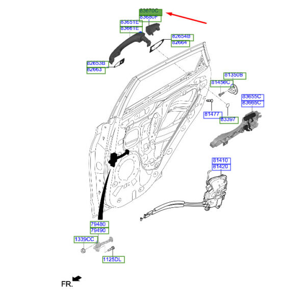 83652J9000 - Hyundai Kona MK1 door handle cover rear left 83652J9000, original part