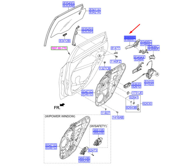 83655A5000 - Hyundai i30 MK3 handle base outside rear left 83655A5000, original part