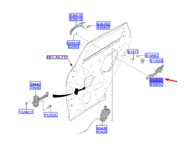 83655N7000 - Hyundai Tucson NX4 MK4 door handle base rear left 83655N7000, original part