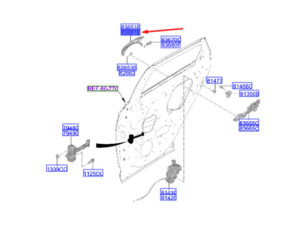 83660N7000 - Hyundai Tucson NX4 MK4 rear right door handle 83660N7000 NEW ORIGINAL