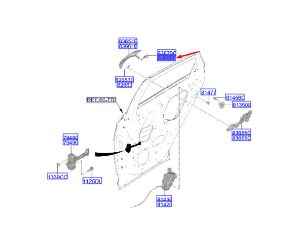 83662N7000 - Hyundai Tucson NX4 Rear Door Handle Outside Right Cover 83662N7000 NEW ORIGINAL