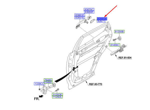 836642W000 - Hyundai Santa Fe MK3 DM door handle cushion rear right outside 836642W000 part