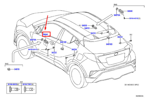 84040F4090 - TOYOTA C-HR MK1 power window switch front left LHD 84040F4090 NEW ORIGINAL