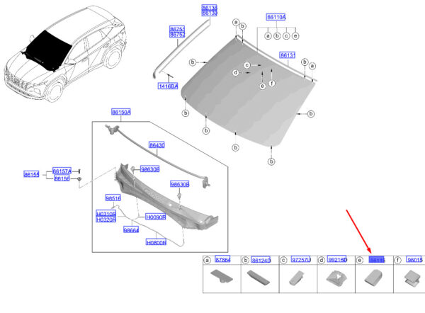 85103A9000 - Hyundai Tucson NX4 Interior Rear Mirror Mount, Base 85103A9000, Original Part