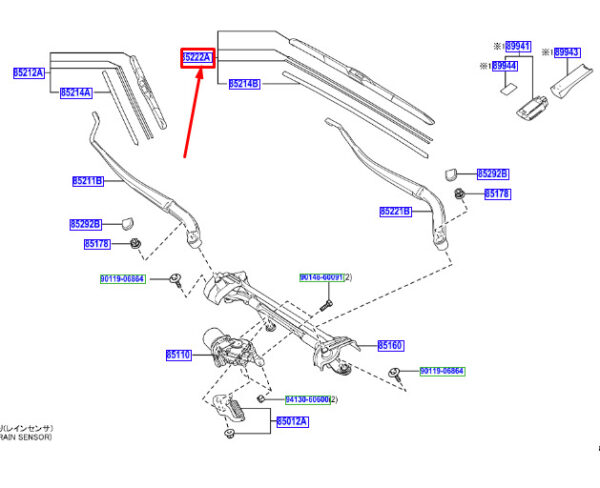 8522242190 - Toyota Rav 4 V XA50 windshield wiper blade front left 8522242190, original part