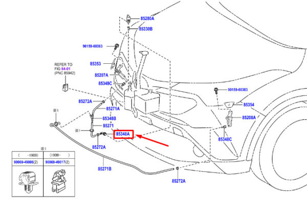 852790F030 - Toyota C-HR MK1 Headlight Cleaning Hose Connection 852790F030 Part
