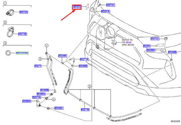 8535342010A1 - Toyota RAV 4V XA50 cover cap for headlight washing system right 8535342010A1