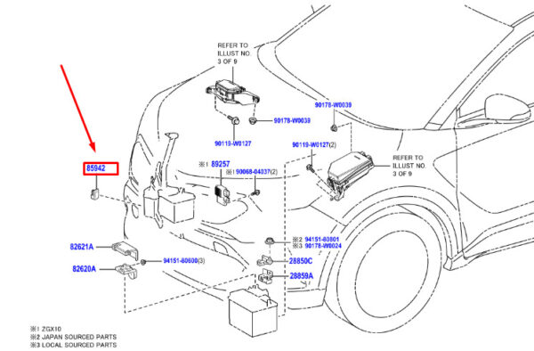 8594253020 - Toyota C-HR MK1 Headlight Cleaning Control Relay 8594253020, Original Part