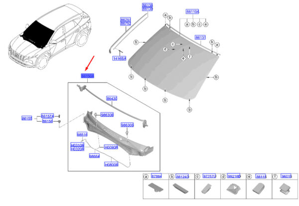 86150N7000 - Hyundai Tucson NX4 MK4 Front Panel Top Left Handlebar 86150N7000 Original Part