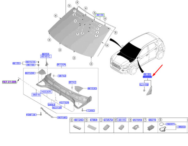 86190J9000 - Hyundai Kona MK1 Front Mirror Triangle Trim Right 86190J9000 Original Part