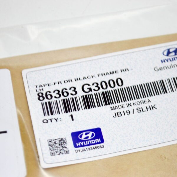 86363G3000 - Hyundai i30 MK3 Front Left Door Frame Rear Black Tape 86363G3000 NEW GENUINE