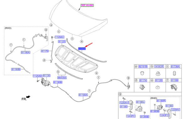 86431A5000 - Hyundai i30 MK3 gasket for bonnet front 86431A5000 NEW original