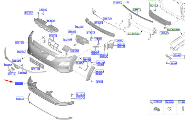 86512K4000 - Hyundai Kona Electric MK1 Front Bumper Lower Cover 86512K4000 NEW GENUINE