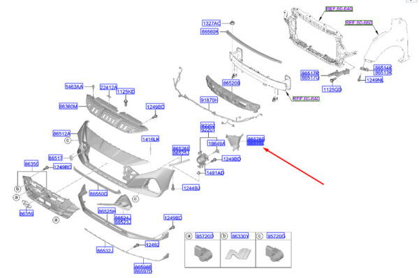 86541CO000 - Hyundai i20 MK3 Front Left Air Channel for Bumper 86541CO000, Original Part