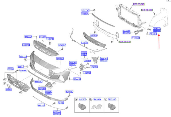 86551Q0000 - HYUNDAI I20 MK3 FRONT LEFT BUMPER BRACKET 86551Q0000 NEW GENUINE